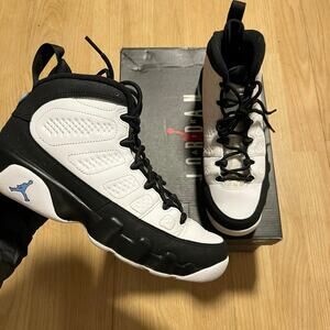 Size 6.5y - Jordan 9 Retro University Blue 2020 White Black (302359 140)